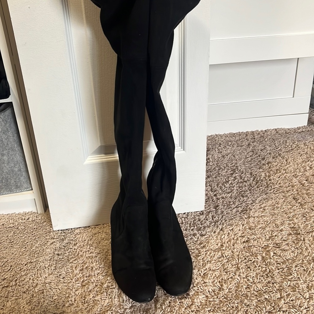Suede over the knee sock boots